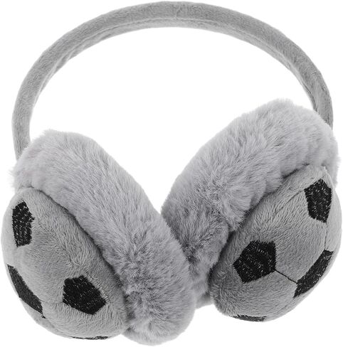 Winter Ear Warmer Earmuffs Boys Football Pattern Furry Ear Covers Cold Weather Protection Gray in Saudi Arabia