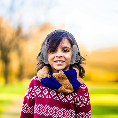Winter Ear Warmer Earmuffs Boys Football Pattern Furry Ear Covers Cold Weather Protection Gray in Saudi Arabia