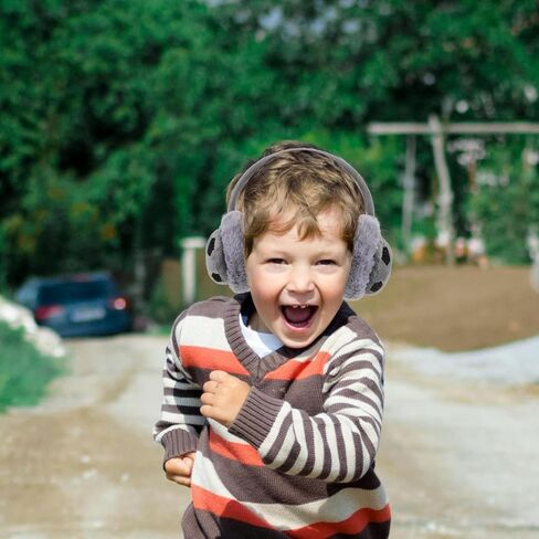 Winter Ear Warmer Earmuffs Boys Football Pattern Furry Ear Covers Cold Weather Protection Gray in Saudi Arabia
