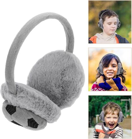 Winter Ear Warmer Earmuffs Boys Football Pattern Furry Ear Covers Cold Weather Protection Gray in Saudi Arabia