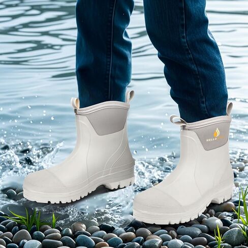 Hellorain Women's Waterproof Ankle Rain Boots Short Neoprene Rubber Garden Shoes for Rainy Days, Gardening, and Outdoor Activities in Saudi Arabia