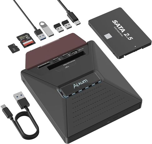 محرك أقراص DVD USB خارجي من Alxum - ناسخ أقراص مضغوطة USB 3.0 من النوع C مع فتحة SD ومنافذ USB DVD 8X CD 24X مشغل DVD فائق السرعة لأجهزة الكمبيوتر المحمول/الكمبيوتر الشخصي/النافذة/Mac OS/Linux/Vista in Saudi Arabia