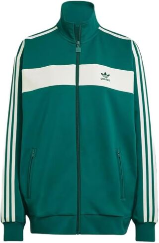 سترة adidas ORIGINALS النسائية ذات الألوان الفضفاضة، أخضر جامعي/شبه أخضر سبارك، صغير in Kuwait