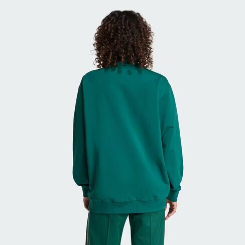 سترة adidas ORIGINALS النسائية ذات الألوان الفضفاضة، أخضر جامعي/شبه أخضر سبارك، صغير in Kuwait