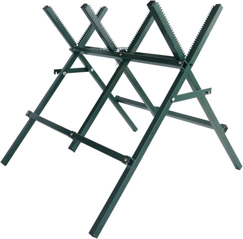 Log Cutting Sawhorse, Folding Log Cutting Stand Chainsaw Horse, Adjustable Steel Sawbuck for Firewood, Green Heavy Duty Saw Horse, 250LBS Weight Capacity Log Holder for Chainsaw Cutting in Saudi Arabia