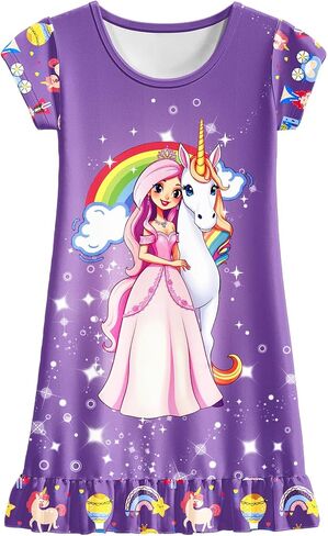 LQSZ Girls Nightgown Casual Dress Sleepwear 3-10 Years Pajamas Long Sleeve Nightgowns for Little Girls in Kuwait