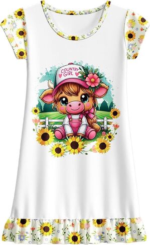 LQSZ Girls Nightgown Casual Dress Sleepwear 3-10 Years Pajamas Long Sleeve Nightgowns for Little Girls in Kuwait