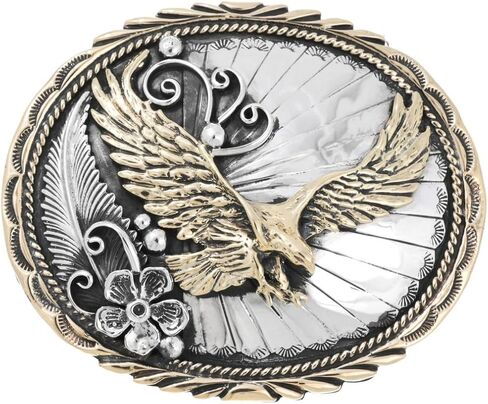 Navajo Golden Eagle Silver Belt Buckle 0355 in Saudi Arabia