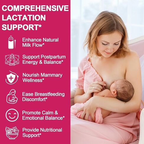 Liposomal Lactation Supplement | Postpartum Lactation Support Gummies, Natural Breast Milk Booster with Ashwagandha, L-Theanine & Omega-3 for Nursing Moms | Balance & Recovery | Peach Flavor, 60cts 1P in Kuwait