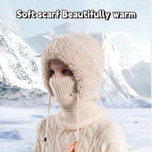 3 in 1 Beanie Hat for Women, Women's Outdoors Windproof Scarf Hat,Winter Balaclava for Women, 55cm-60cm Warm Neck Warmer Sets in Saudi Arabia