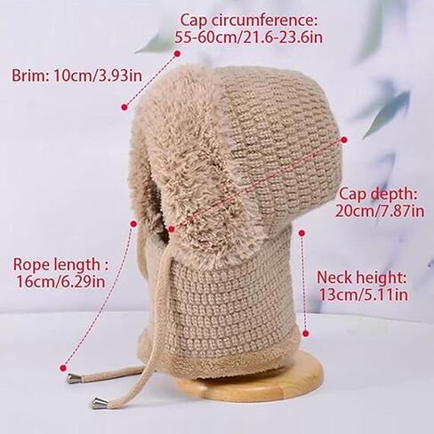 3 in 1 Beanie Hat for Women, Women's Outdoors Windproof Scarf Hat,Winter Balaclava for Women, 55cm-60cm Warm Neck Warmer Sets in Saudi Arabia