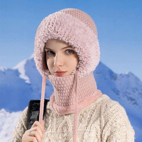 3 in 1 Beanie Hat for Women, Women's Outdoors Windproof Scarf Hat,Winter Balaclava for Women, 55cm-60cm Warm Neck Warmer Sets in Saudi Arabia