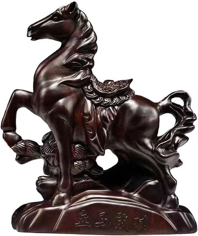 Horse Statue, Small Wooden Figurine for 2026 Chinese New Year, Feng Shui Office Desk Decor for Wealth Luck, Zodiac Animal Sculpture Home Tabletop Ornament (Red) in Kuwait