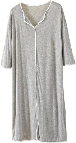 Women's Winter Fall Short Sleeve Nightgown - V-Neck Soft Sleepshirt, Loose Fit Comfy Nightwear for Lounge Sleep in Saudi Arabia