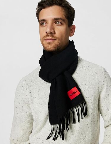 HUGO Twisted Fringe Wool Scarf, black currant, PCE. in Saudi Arabia