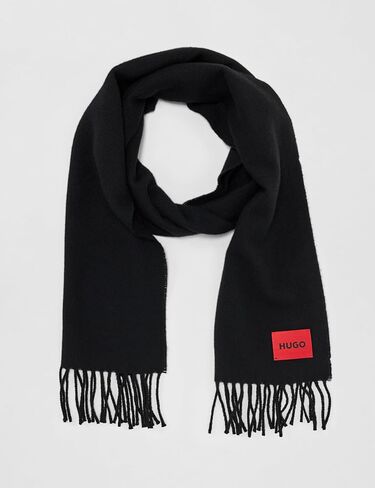 HUGO Twisted Fringe Wool Scarf, black currant, PCE. in Saudi Arabia