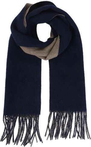 وشاح صوف ميرينو للرجال | 100% صوف نقي بلون سادة على الوجهين، تصميم ذو وجهين، أوشحة شتوية ناعمة وخفيفة الوزن in Kuwait