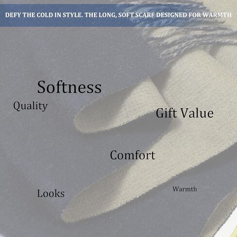 Merino Wool Scarf for Men | 100% Pure Wool Solid Color Double-Sided Reversible Design Soft Lightweight Winter Scarves in Kuwait