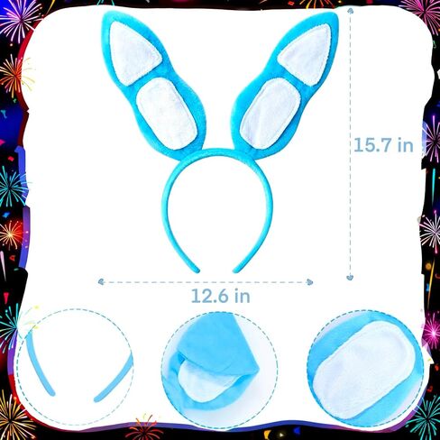 Blue Bunny Ears Headband & Red Bow Tie Set – Plush Rabbit Costume Accessories for Adults, Halloween, Cosplay, Parties, Retro-Arcade Performer Vibe in Saudi Arabia