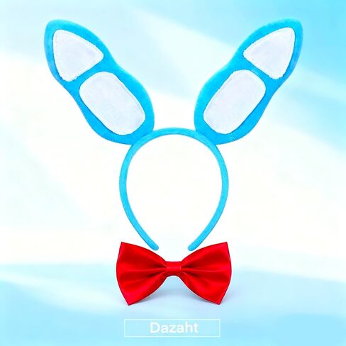 Blue Bunny Ears Headband & Red Bow Tie Set – Plush Rabbit Costume Accessories for Adults, Halloween, Cosplay, Parties, Retro-Arcade Performer Vibe in Saudi Arabia