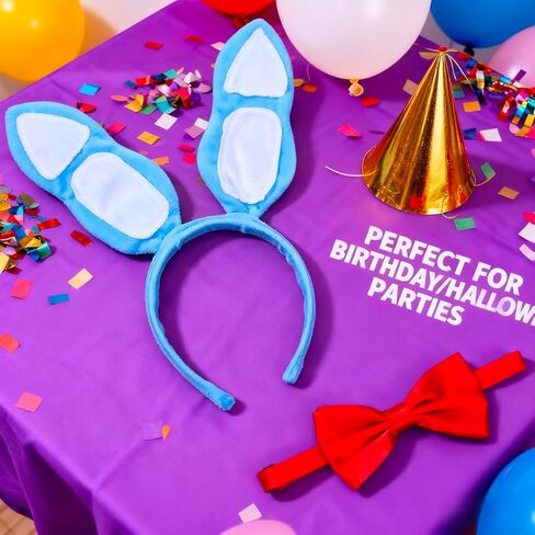 Blue Bunny Ears Headband & Red Bow Tie Set – Plush Rabbit Costume Accessories for Adults, Halloween, Cosplay, Parties, Retro-Arcade Performer Vibe in Saudi Arabia
