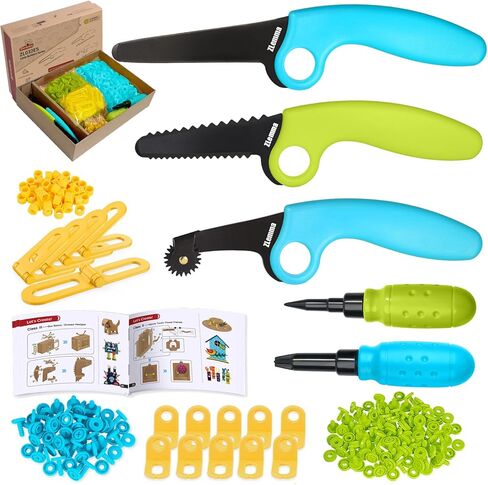 طقم بناء الورق المقوى للأطفال 425 قطعة لأنشطة صياغة العائلة والكرتون ، وقطع من الورق المقوى القابل للمخترع للأطفال مع عجلة التسجيل ، ومسامير كرتون أدوات أدوات الأدوات in Kuwait