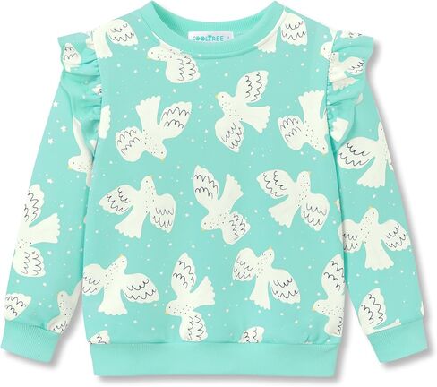 Crewneck Sweatshirt for Girls - Soft Long Sleeve Pullover Stylish Tops Size 2T-6 in Saudi Arabia