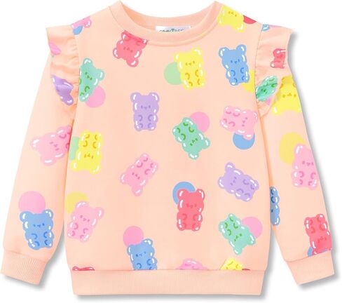 Crewneck Sweatshirt for Girls - Soft Long Sleeve Pullover Stylish Tops Size 2T-6 in Saudi Arabia