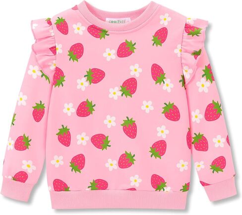 Crewneck Sweatshirt for Girls - Soft Long Sleeve Pullover Stylish Tops Size 2T-6 in Saudi Arabia