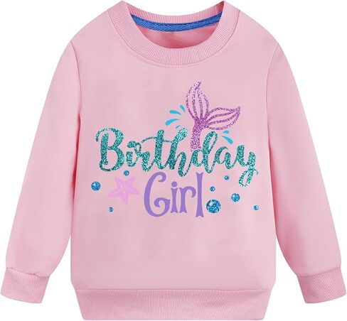 عيد ميلاد فتاة البلوز 2nd 3rd 4th 5th 6th 7th الفتيات قمصان عيد ميلاد طفل حورية البحر يونيكورن ملابس قطنية طويلة الأكمام in Kuwait