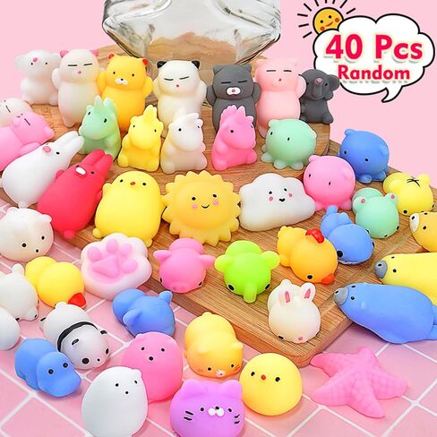 Squishies 40pcs Mochi Squishy Toys Mini Kawaii Squishy Party Favors for Kids Treasure Box Toys لجوائز الفصول الدراسية تململ لعبة Goodie Bag Stockers Stockers Easter Egg Fillers For Kids in Kuwait