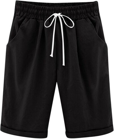 Boy Girls Casual Cotton Bermuda Shorts with Drawstring Teens Summer Elastic Waist Knee Length Shorts Plain Color in Saudi Arabia