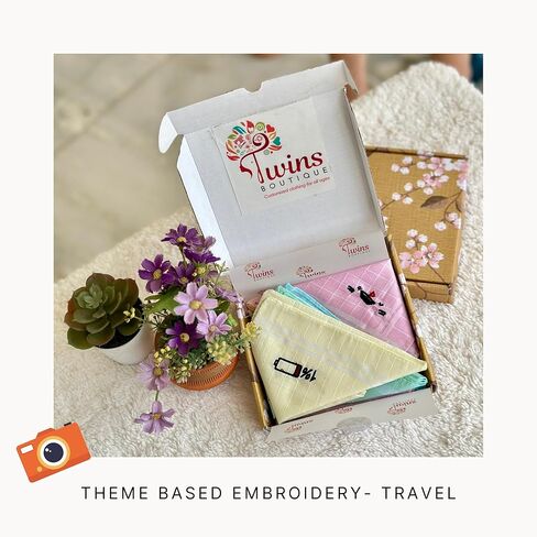 Multicolor Embroidered Handkerchiefs – Pack of 8 PCS Soft Cotton Hankies for Men & Women | Classic Design | Elegant, Reusable & Skin-Friendly gift set in Saudi Arabia