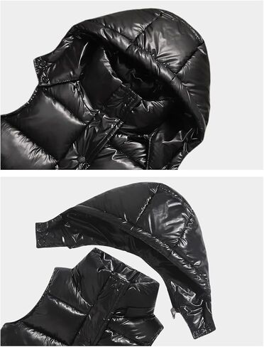 Girls Metallic Puffer Vest Kids Shiny Sleeveless Hooded Jackets Toddler Winter Lightweight Reflective Gilet Waistcoat in Saudi Arabia