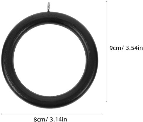 6pcs Wooden Curtain Rod Rings with Metal Hooks Elegant Black Drapery Hanging Circles for Roman Rods Versatile Replacement Rings for Home Curtain Decor in Saudi Arabia