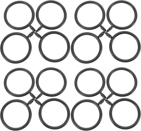 VICASKY 28Pcs Curtain Eyelet Rings with Holes for 1 Inch Curtain Rods Black Industrial Hanging Rings for Drapes Smooth Sliding for Large or Double Layer Drapery in Kuwait