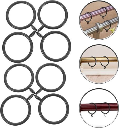 VICASKY 28Pcs Curtain Eyelet Rings with Holes for 1 Inch Curtain Rods Black Industrial Hanging Rings for Drapes Smooth Sliding for Large or Double Layer Drapery in Kuwait