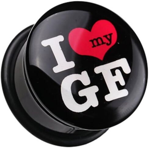 "I Heart My GF" قابس قياس الأذن المفرد المتوهج in Kuwait