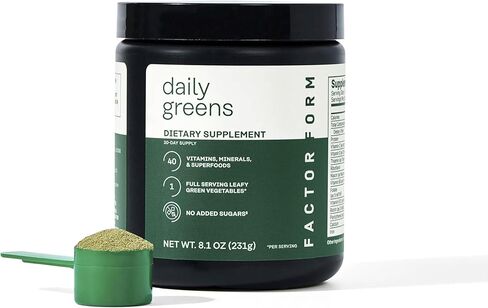FACTOR FORM Daily Greens Superfood Powder | 5 Functional Blends for Gut Health, Energy & Immunity | Prebiotics, Probiotics, Adaptogens, B Vitamins (30 Servings, Jar) in Saudi Arabia