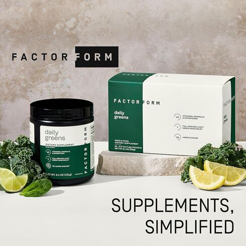FACTOR FORM Daily Greens Superfood Powder | 5 Functional Blends for Gut Health, Energy & Immunity | Prebiotics, Probiotics, Adaptogens, B Vitamins (30 Servings, Jar) in Saudi Arabia