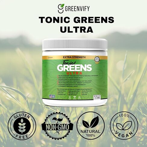 Tonic Greens Ultra، مكمل غذائي فائق القوة مع عشبة القمح ومضادات الأكسدة، 5.3 أونصة (1) in Kuwait