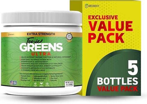 Tonic Greens Ultra، مكمل غذائي فائق القوة مع عشبة القمح ومضادات الأكسدة، 5.3 أونصة (1) in Kuwait