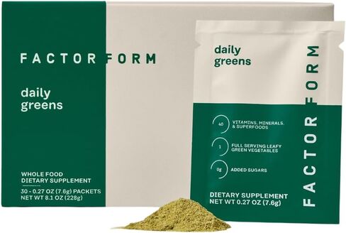 FACTOR FORM Daily Greens Superfood Powder | 5 Functional Blends for Gut Health, Energy & Immunity | Prebiotics, Probiotics, Adaptogens, B Vitamins (30 Servings, Jar) in Saudi Arabia