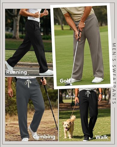 3 Pack Men's Waffle Pants Baggy Drawstring Casual Wide Leg Pants Elastic Waist Sweatpants with Pockets in Saudi Arabia