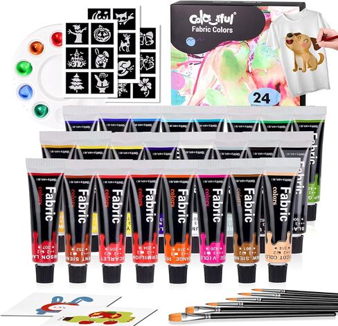 Colorful Fabric Paint Set for Clothes,12 Colors 0.4 Fl Oz Paint for Kids in Saudi Arabia