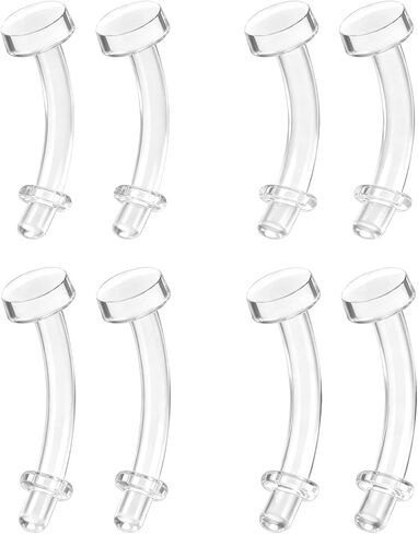ZS 4 Pairs 16G 14G Clear Eyebrow Piercing, Plastic Belly Lip Piercing Retainers Bioflex Acrylic Daith Rook Earrings For Surgery Mri Work Straight Curved Barbells in Saudi Arabia