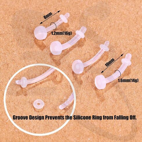 ZS 4 Pairs 16G 14G Clear Eyebrow Piercing, Plastic Belly Lip Piercing Retainers Bioflex Acrylic Daith Rook Earrings For Surgery Mri Work Straight Curved Barbells in Saudi Arabia