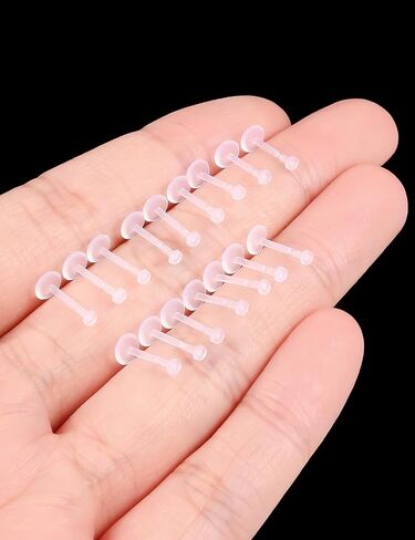 18G 16G Flat Back Clear Earrings for Sports Nose Studs Silicone Plastic tragus conch cartilage Retainers Monroe Medusa Lip Ring Stud Labret Piercing for Work Surgery 6mm 7mm 8mm 9mm 10mm 12mm in Saudi Arabia