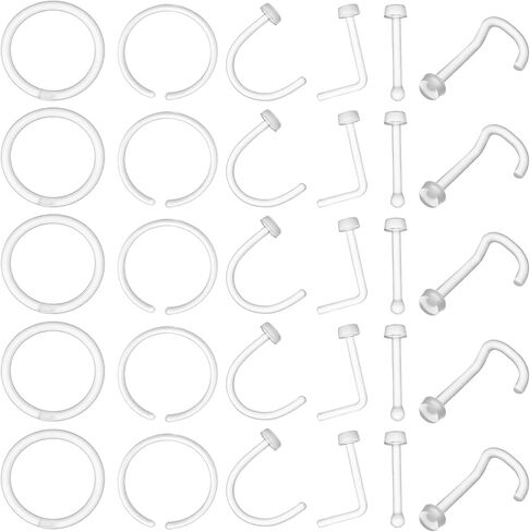 30 قطعة من حلقات ثقب الأنف الشفافة المصنوعة من الأكريليك، حلقة أنف شفافة مرنة، حلقة الشفاه، حلقات اللسان، حلقات غضروف الأذن، مريحة غير مرئية in Kuwait