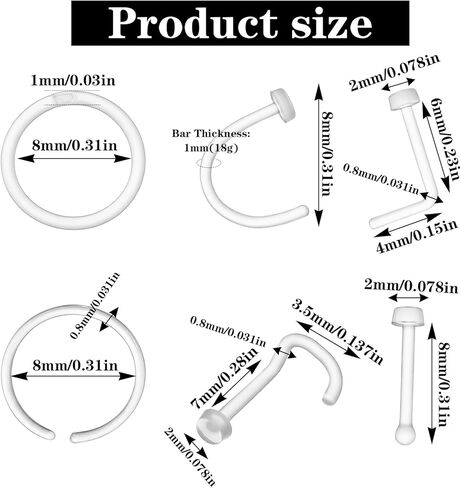 30 قطعة من حلقات ثقب الأنف الشفافة المصنوعة من الأكريليك، حلقة أنف شفافة مرنة، حلقة الشفاه، حلقات اللسان، حلقات غضروف الأذن، مريحة غير مرئية in Kuwait